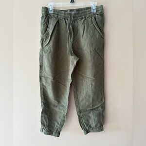 JCrew Point Sur Olive Linen Drawstring Jogger Pants